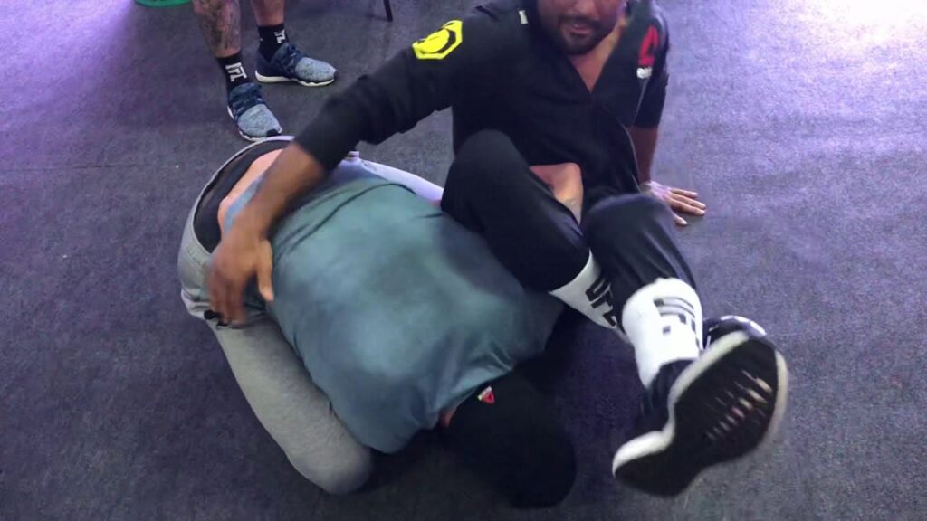 Ben Saunders and Sergio Moraes backstage after their fight at UFC Fight Night São Paulo