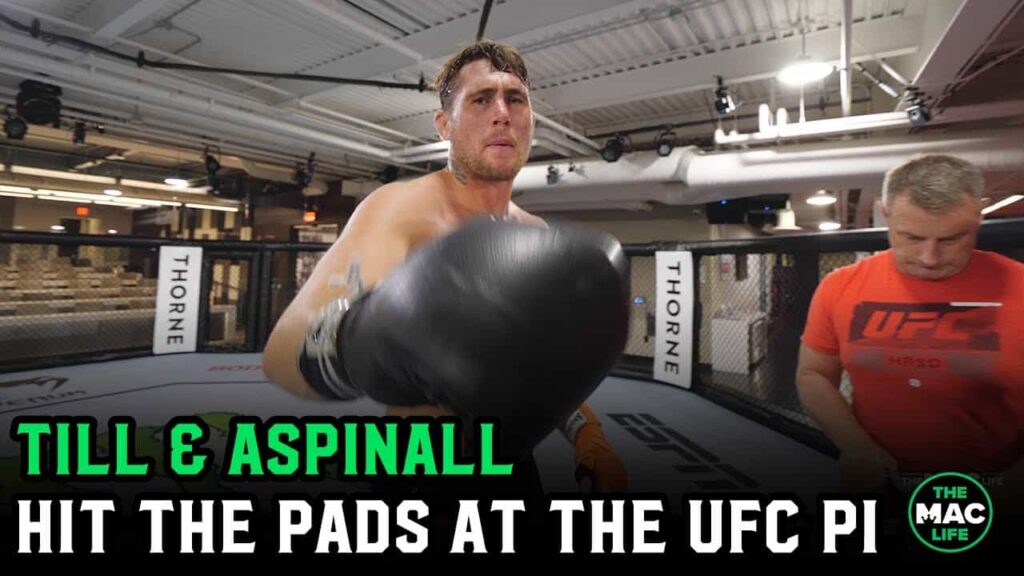 Darren Till and Tom Aspinall work the pads at the UFC Performance Institute