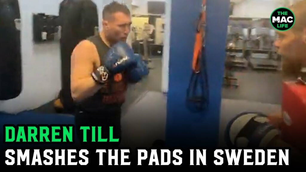 Darren Till smashes the pads as he returns to training with Khamzat Chimaev