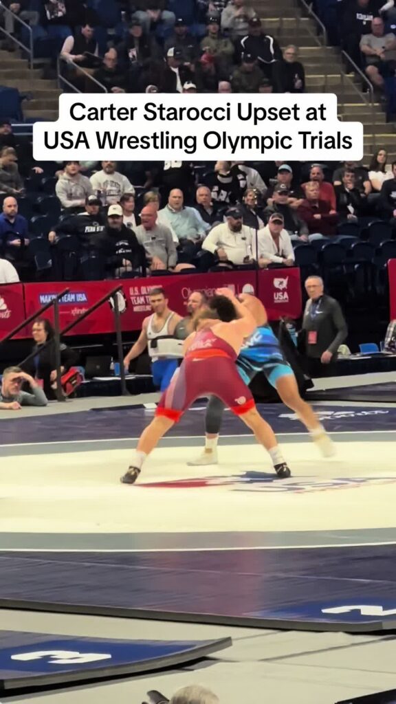 Four-time National Champion Carter Starocci is defeated by Trent Hidlay at the