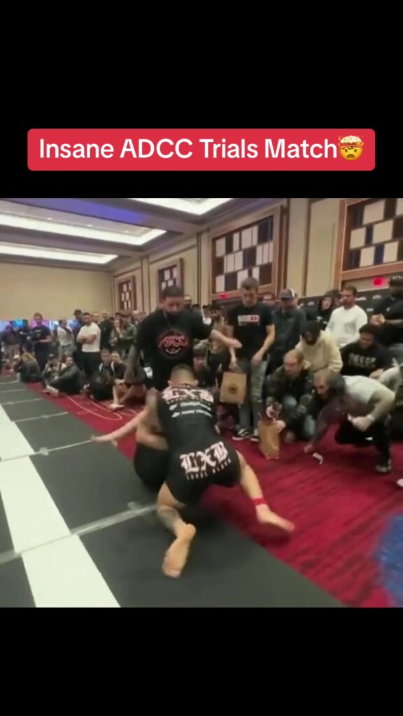 Insane ADCC trials match ended with a submission out of bounds on the carpet.