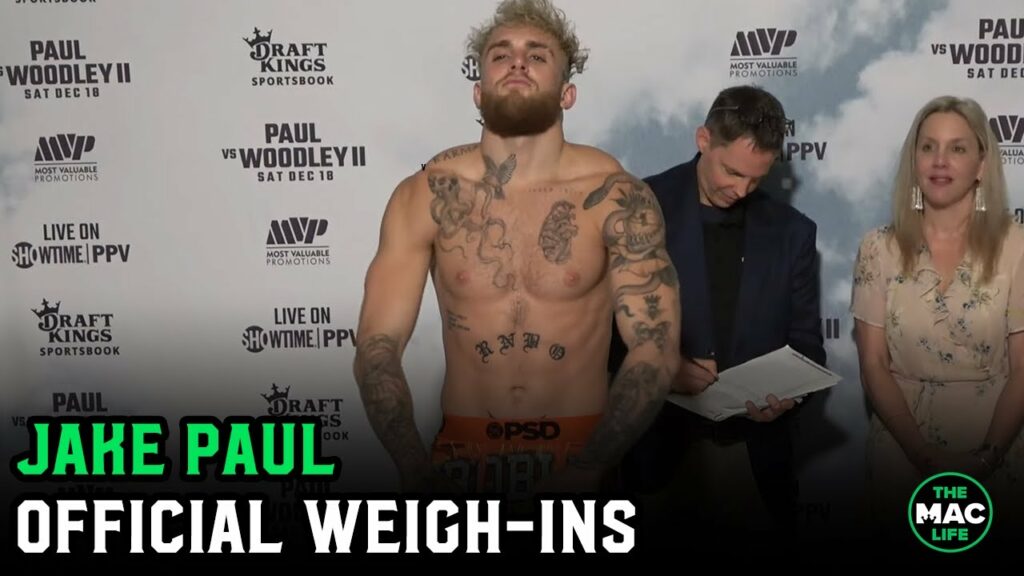 Jake Paul outweighs Tyron Woodley at official weigh-ins for rematch