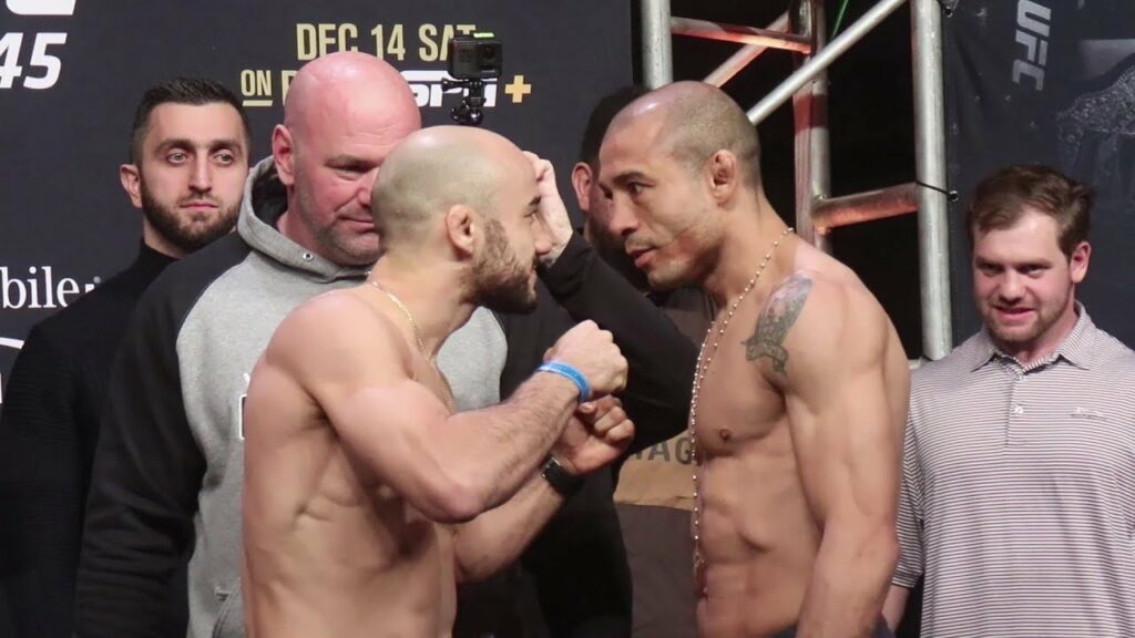 Jose Aldo and Marlon Moraes have intense staredown ahead of Aldo’s 135 debut