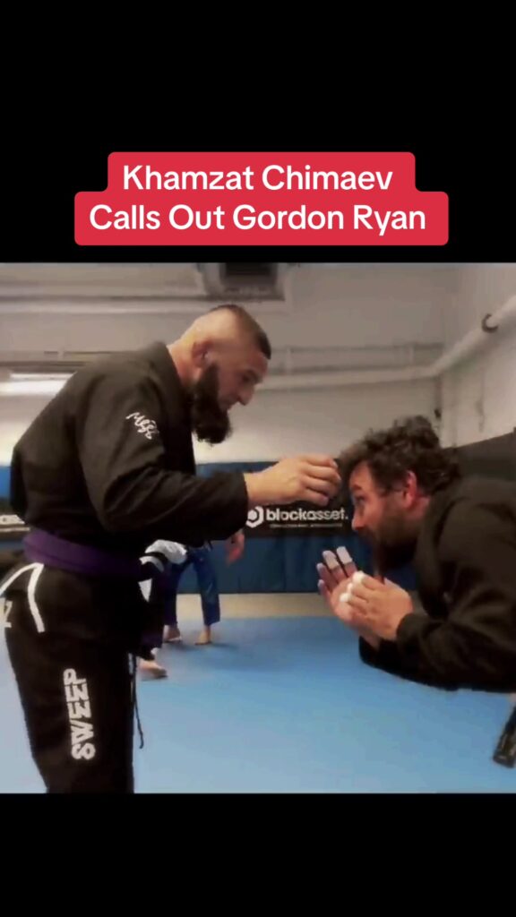 Khamzat ‘Borz’ Chimaev training jiu-jitsu in the gi, calls out Gordom Ryan.