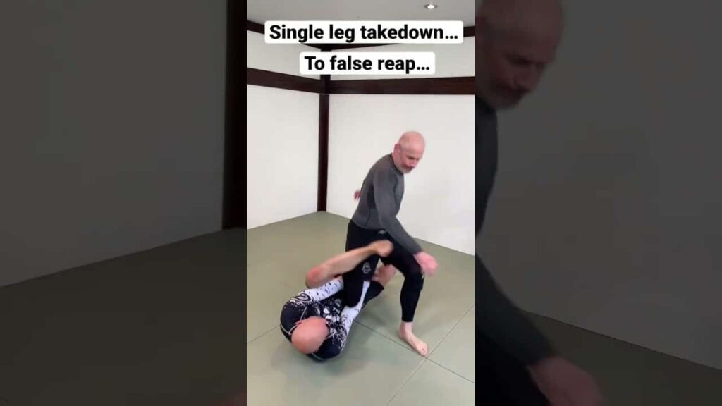 Leglock sequence: Single leg takedown to false reap to spin-under to 411 entanglement to heel hook