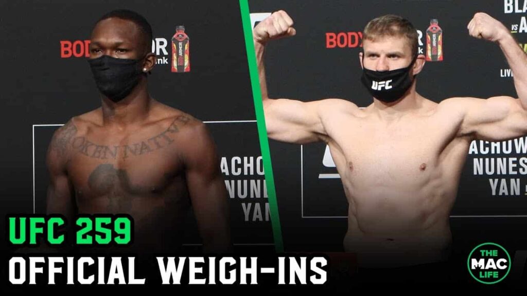 UFC 259 Official Weigh-Ins: Israel Adesanya vs. Jan Blachowicz Main Card